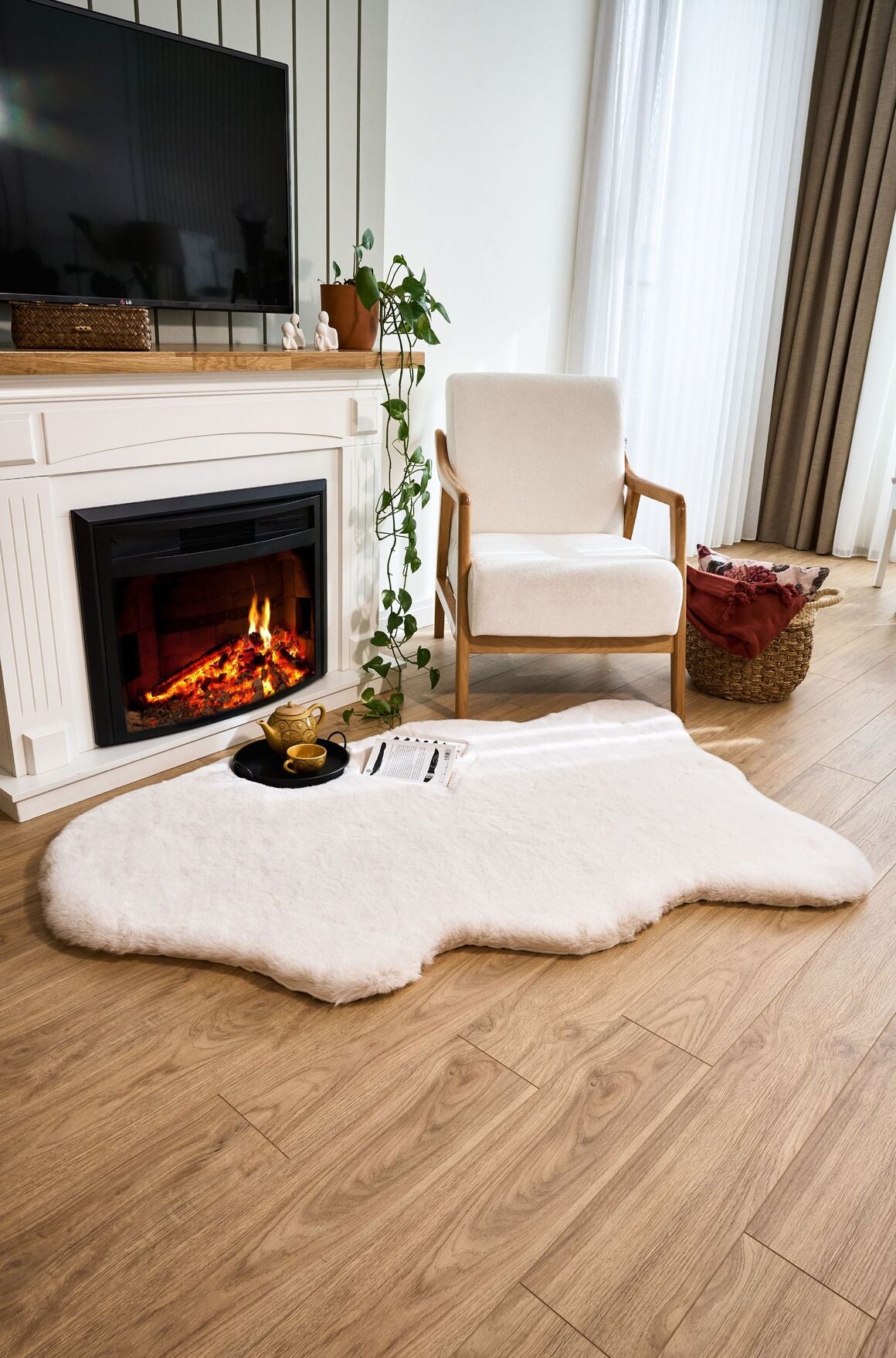 Palma Krem - Yıkanabilir Peluş Halı | Kaymaz Süet Taban Halı